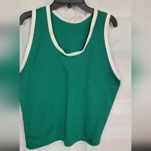 Vintage 1980s Tank Top 100% Polyester Kelly Green XL